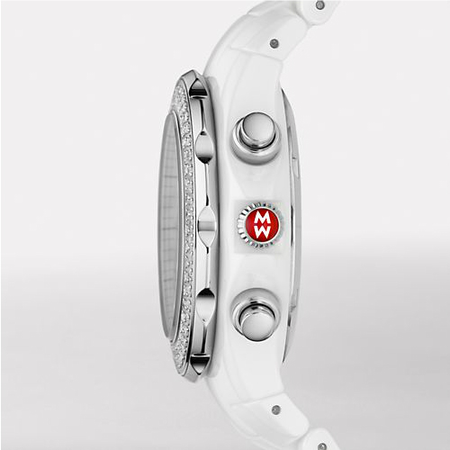 Michele Tahitian White Ceramic Diamond Watch