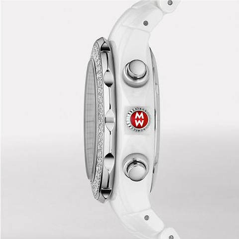 Michele Tahitian White Ceramic Diamond Watch
