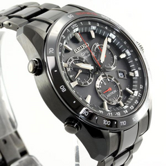 Seiko Astron GPS Solar Black Steel with Red Accents 44.6mm Watch SSE031