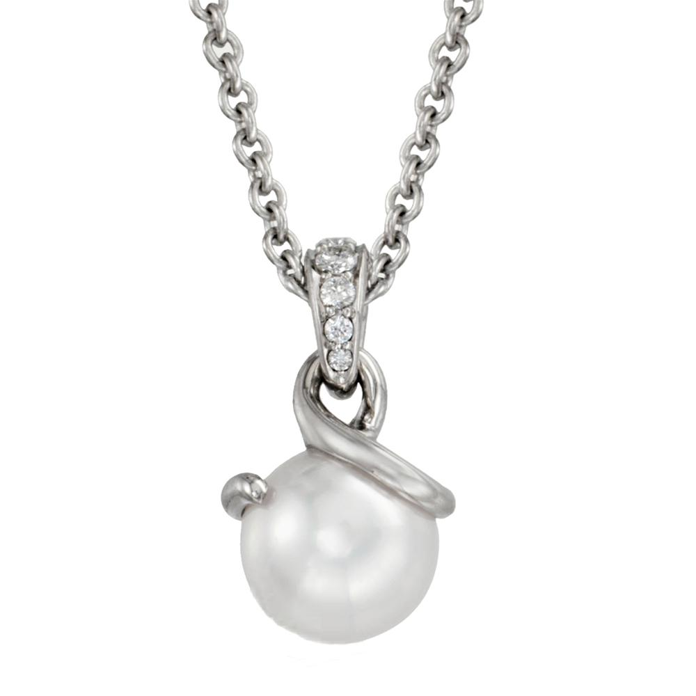 Mikimoto Twist Pendant with 8mm Akoya White Pearl & Diamonds