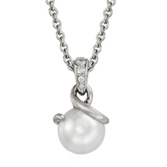 Mikimoto Twist Pendant with 8mm Akoya White Pearl & Diamonds