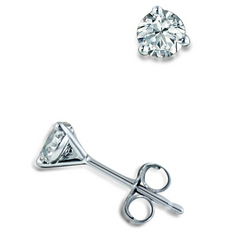 Forevermark Round Ideal Cut Diamond 3 Prong Martini Stud Earrings .38 carats