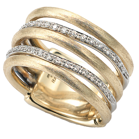 Marco Bicego Jaipur Link Yellow & White Gold Diamond 5 Row Ring AB479 BYW