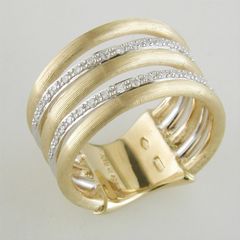 Marco Bicego Jaipur Link Yellow & White Gold Diamond 5 Row Ring AB479 BYW