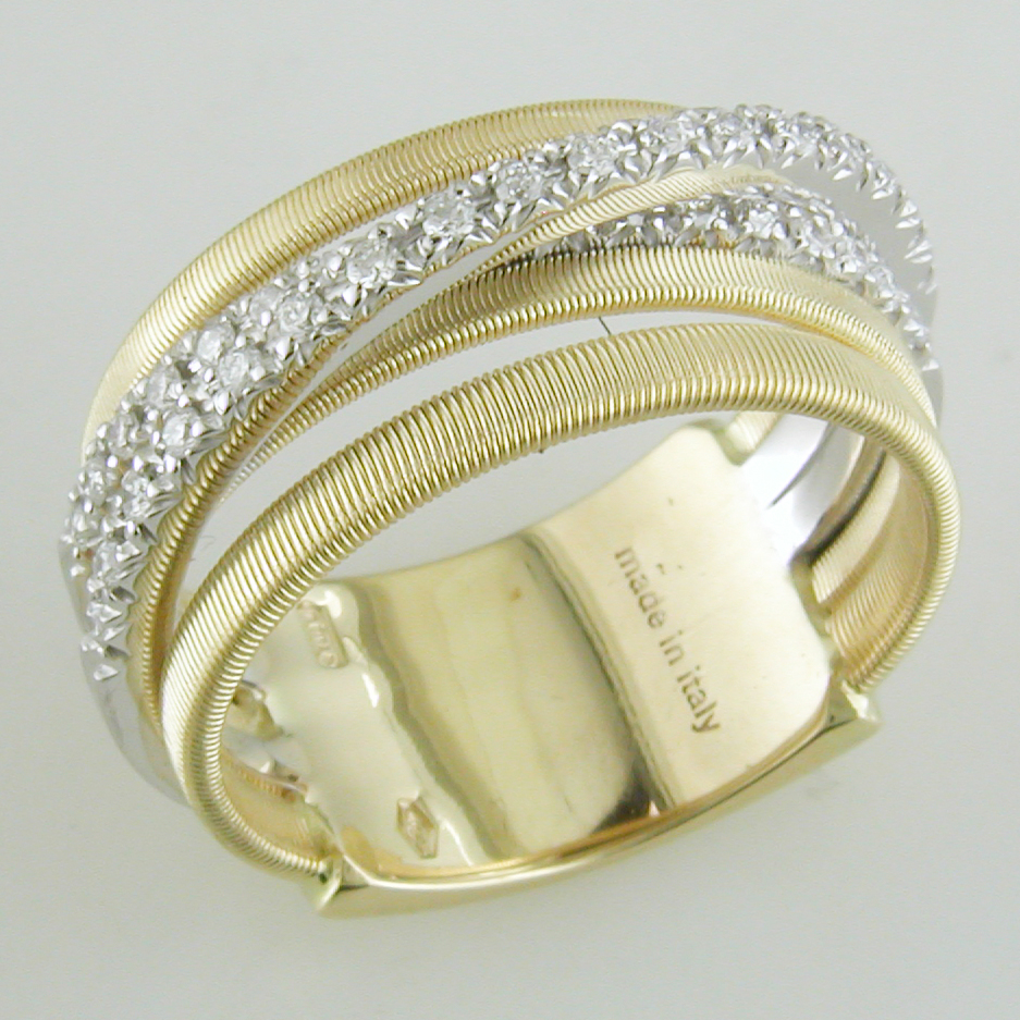 Marco Bicego Goa 5 Row Diamond Yellow Gold Ring AG315 BYW