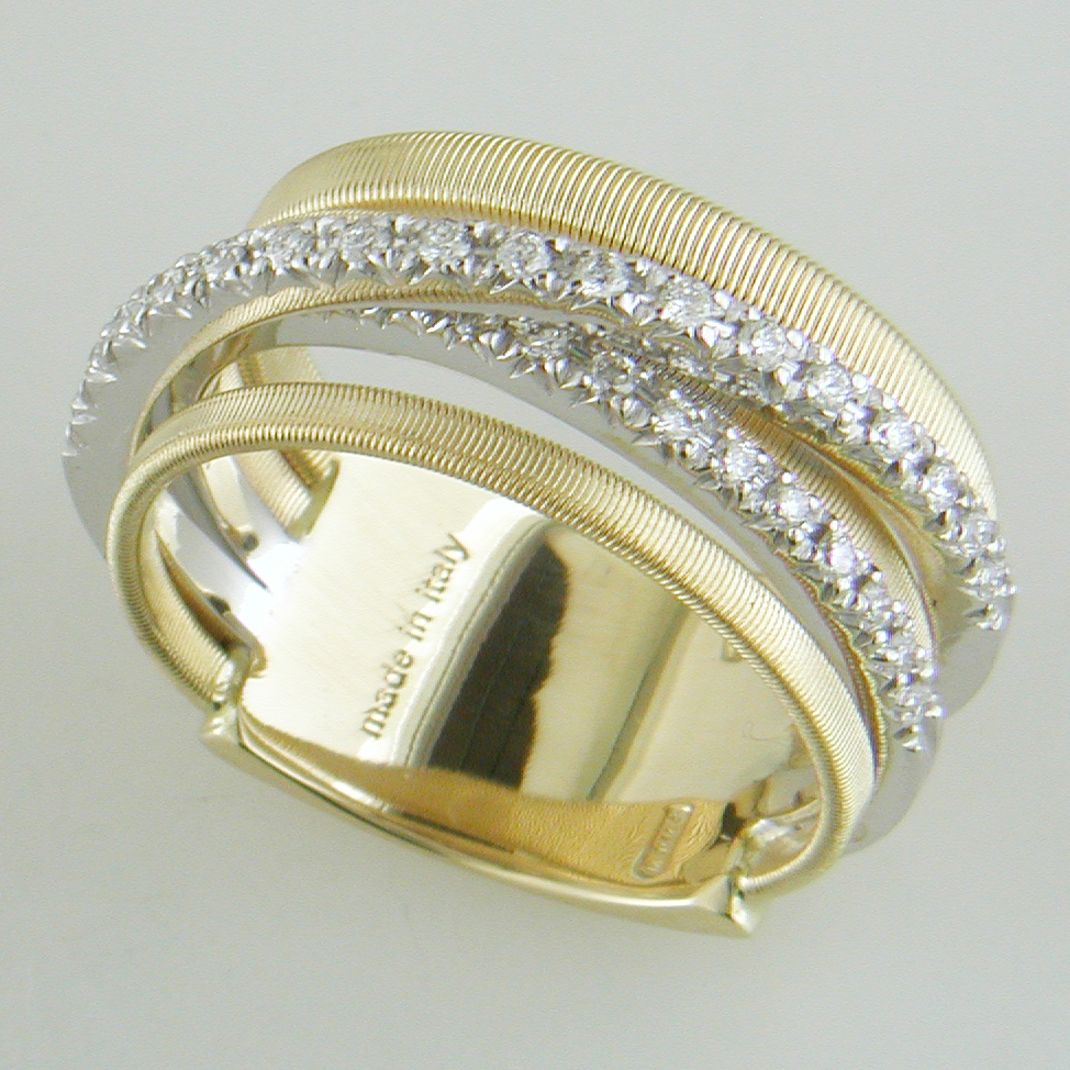 Marco Bicego Goa 5 Row Diamond Yellow Gold Ring AG315 BYW