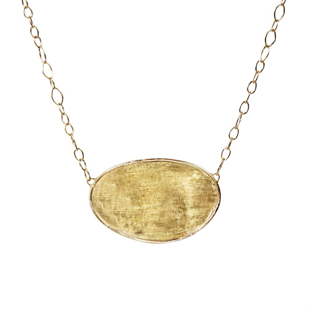 Marco Bicego Lunaria Small Oval 18K Yellow Gold Necklace Pendant 17.5" CB1768