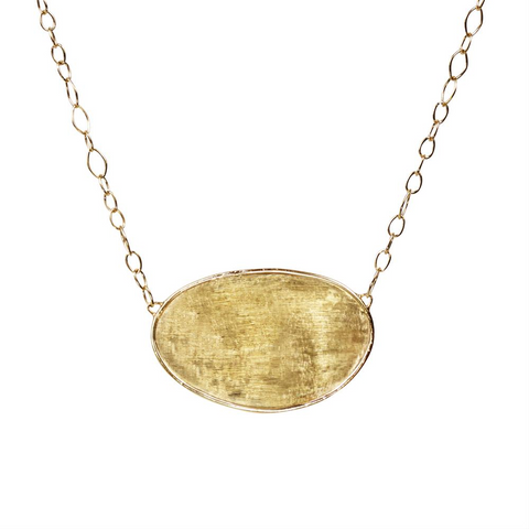 Marco Bicego Lunaria Small Oval 18K Yellow Gold Necklace Pendant 17.5" CB1768