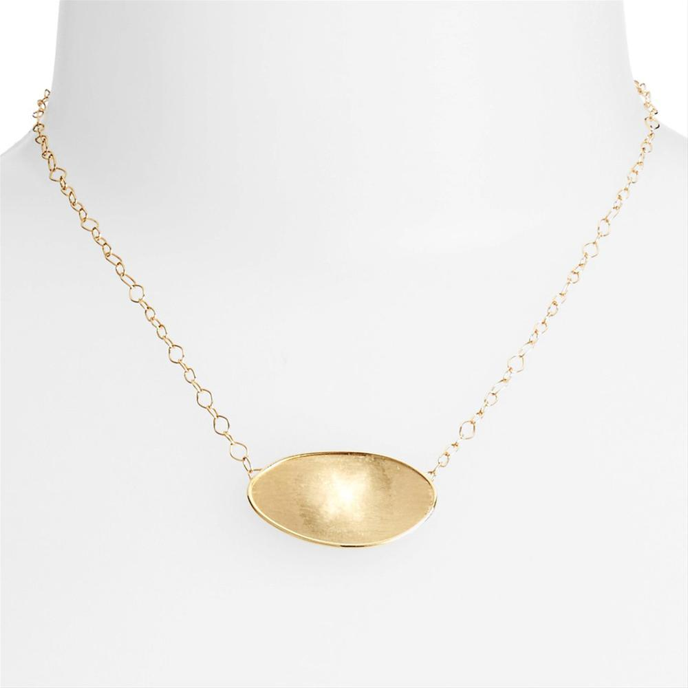 Marco Bicego Lunaria Small Oval 18K Yellow Gold Necklace Pendant 17.5" CB1768