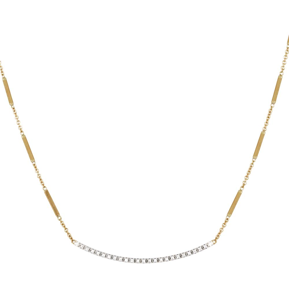 Marco Bicego Goa Diamond Bar Yellow Gold Link Necklace 16" CG713 BYW