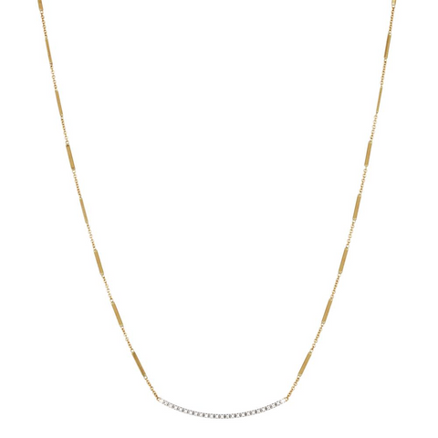 Marco Bicego Goa Diamond Bar Yellow Gold Link Necklace 16" CG713 BYW