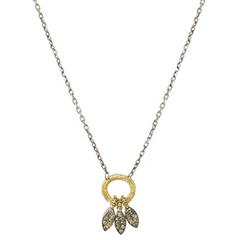 Dana Kellin Three Feather Necklace Blackened Silver & Yellow Gold