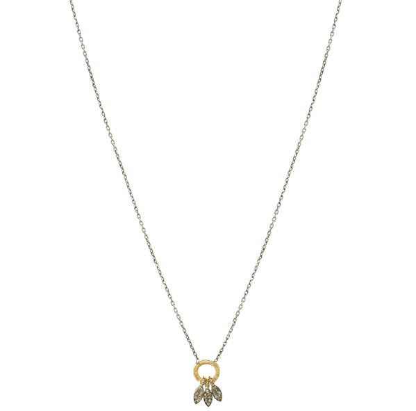 Dana Kellin Three Feather Necklace Blackened Silver & Yellow Gold