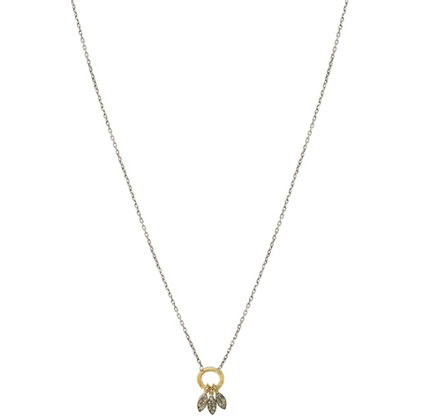 Dana Kellin Three Feather Necklace Blackened Silver & Yellow Gold