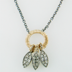 Dana Kellin Three Feather Necklace Blackened Silver & Yellow Gold