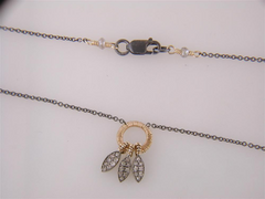 Dana Kellin Three Feather Necklace Blackened Silver & Yellow Gold