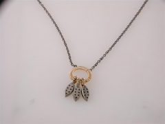 Dana Kellin Three Feather Necklace Blackened Silver & Yellow Gold
