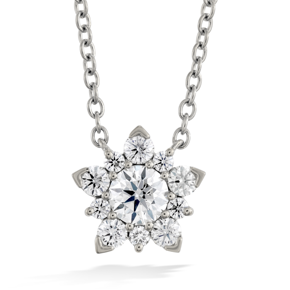 Hearts on Fire Aerial Cluster Diamond Snowflake Pendant Necklace 18K White Gold