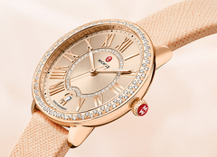 Michele Serein 16 Diamond Rose Gold Beige Diamond Dial Watch Head & Bracelet