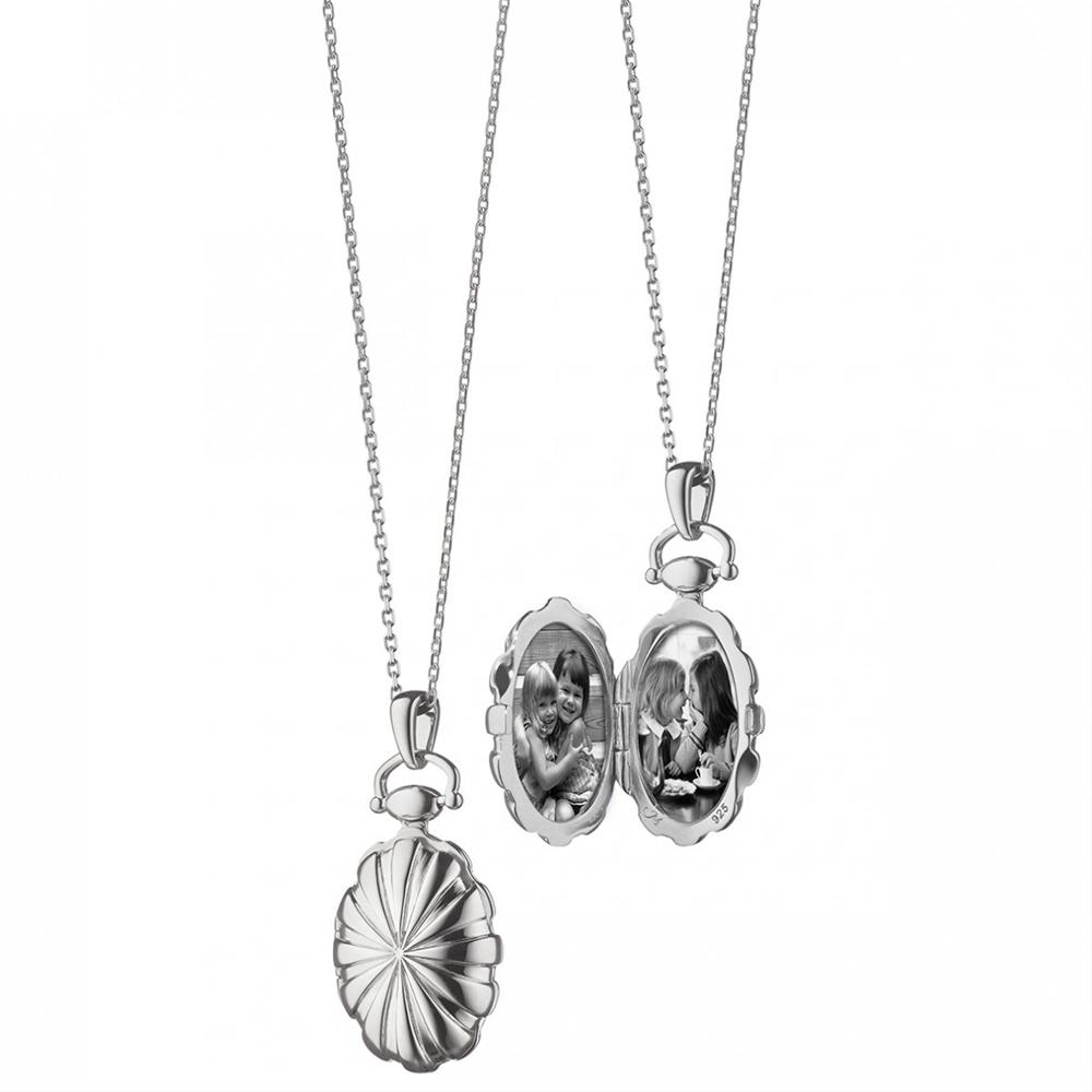 Monica Rich Kosann Silver Petite Sunburst Photo Locket Sterling Silver 3/4", Necklace Pendant on 30" Chain