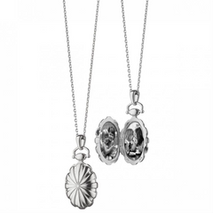 Monica Rich Kosann Silver Petite Sunburst Photo Locket Sterling Silver 3/4", Necklace Pendant on 30" Chain