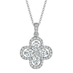 Forevermark 18K White Gold Clover Pendant Necklace .94 Carats