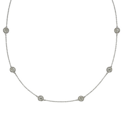 Six Diamond By The Yard Necklace with Milgrain 14K