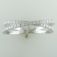 Diamond Crossover Band Ring Two Rows in 14K White Gold