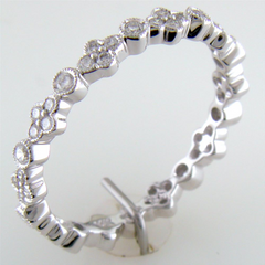 Stackable Bezel Set Diamond Wedding Eternity Band Ring with Milgrain