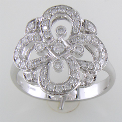 Right Hand Clover Swirl Diamond Ring in 14K White Gold