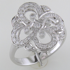 Right Hand Clover Swirl Diamond Ring in 14K White Gold