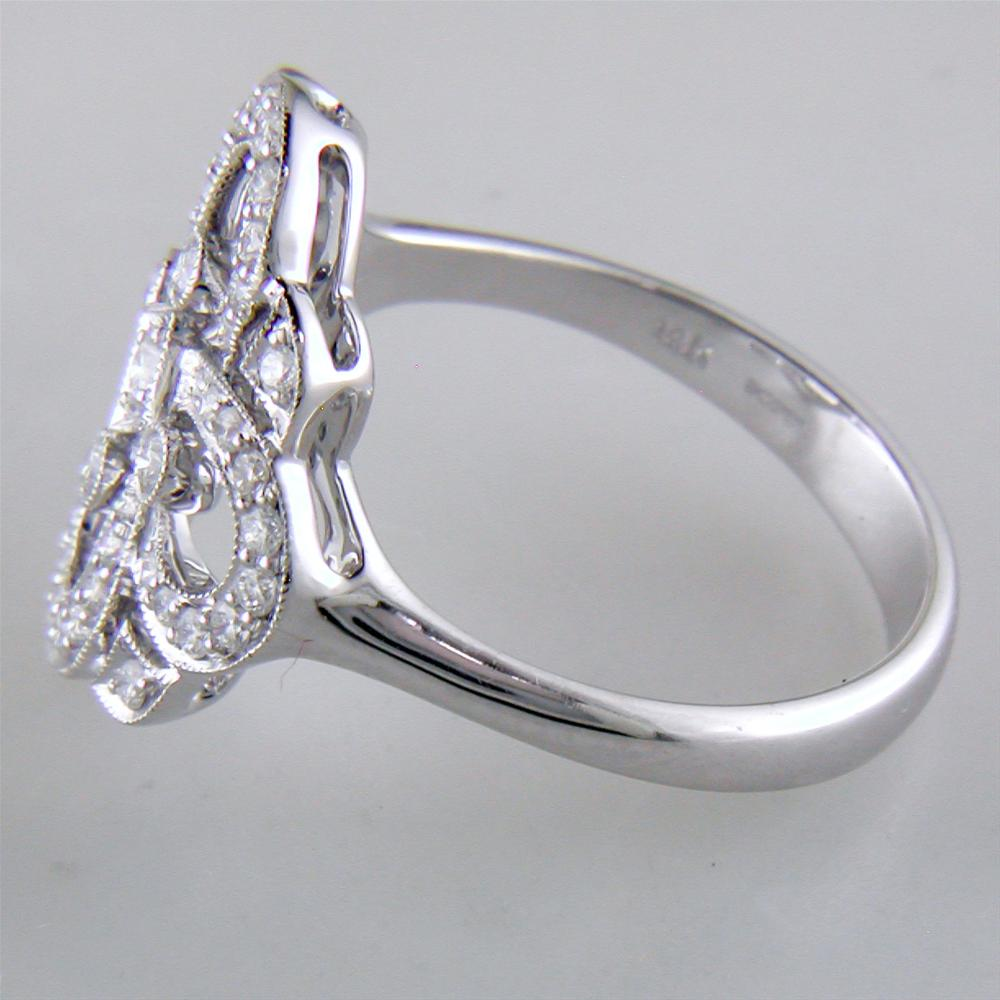 Right Hand Clover Swirl Diamond Ring in 14K White Gold