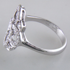 Right Hand Clover Swirl Diamond Ring in 14K White Gold