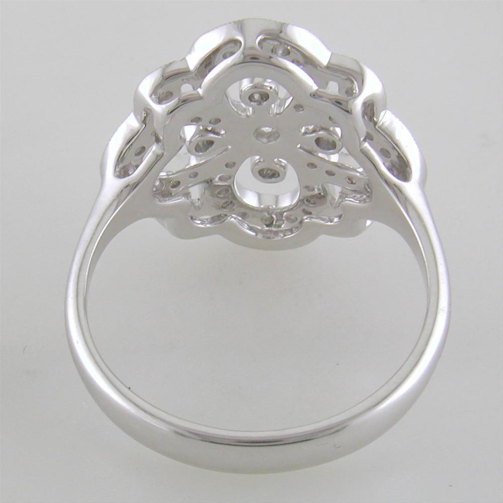 Right Hand Clover Swirl Diamond Ring in 14K White Gold