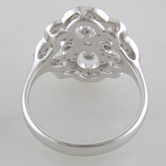 Right Hand Clover Swirl Diamond Ring in 14K White Gold