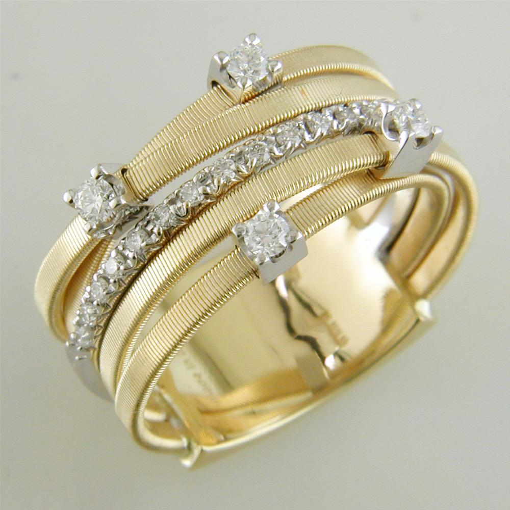 Marco Bicego Goa 5 Row Diamond Yellow Gold Ring AG270 B2 YW