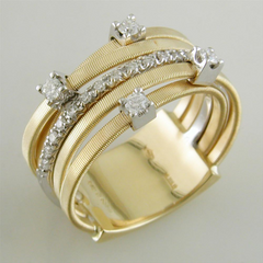 Marco Bicego Goa 5 Row Diamond Yellow Gold Ring AG270 B2 YW