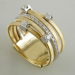 Marco Bicego Goa 5 Row Diamond Yellow Gold Ring AG270 B2 YW