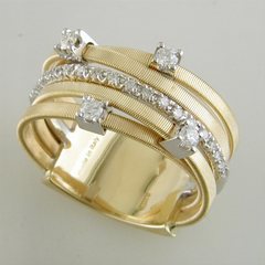 Marco Bicego Goa 5 Row Diamond Yellow Gold Ring AG270 B2 YW