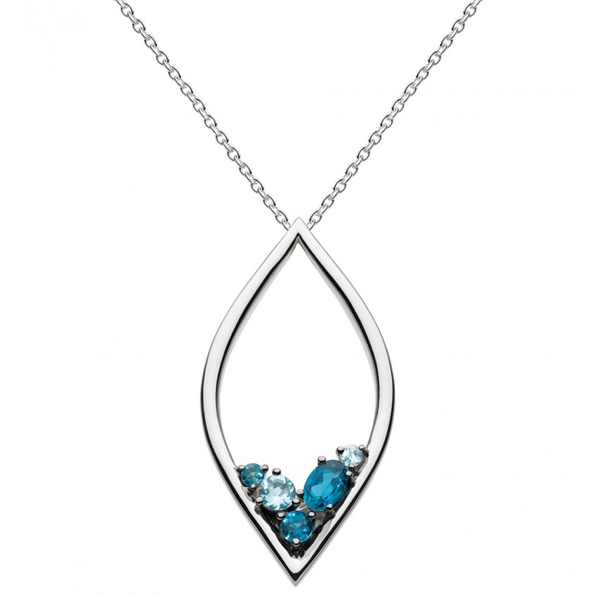 Kit Heath Sterling Silver Noble Serena London Blue Topaz and Sky Blue Topaz Necklace 18"