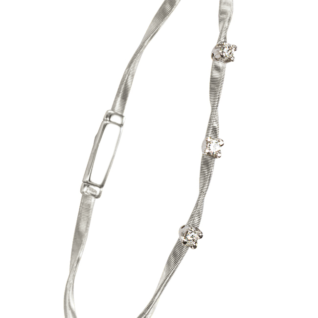 Marco Bicego Marrakech Three Diamond Single Strand Bracelet White Gold BG337BW