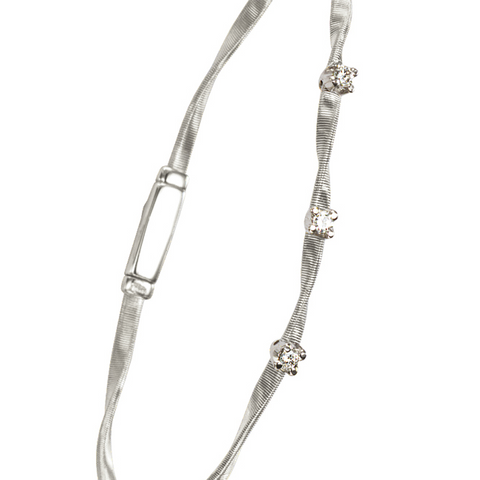 Marco Bicego Marrakech Three Diamond Single Strand Bracelet White Gold BG337BW