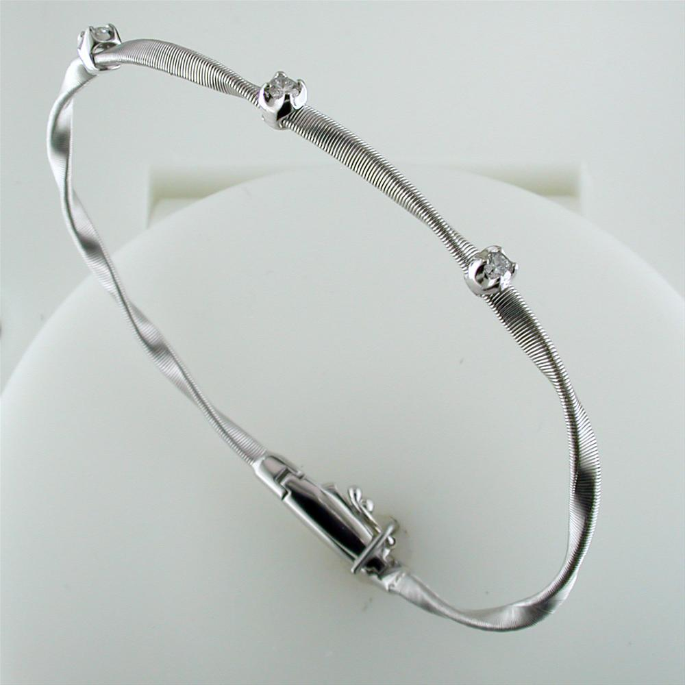 Marco Bicego Marrakech Three Diamond Single Strand Bracelet White Gold BG337BW