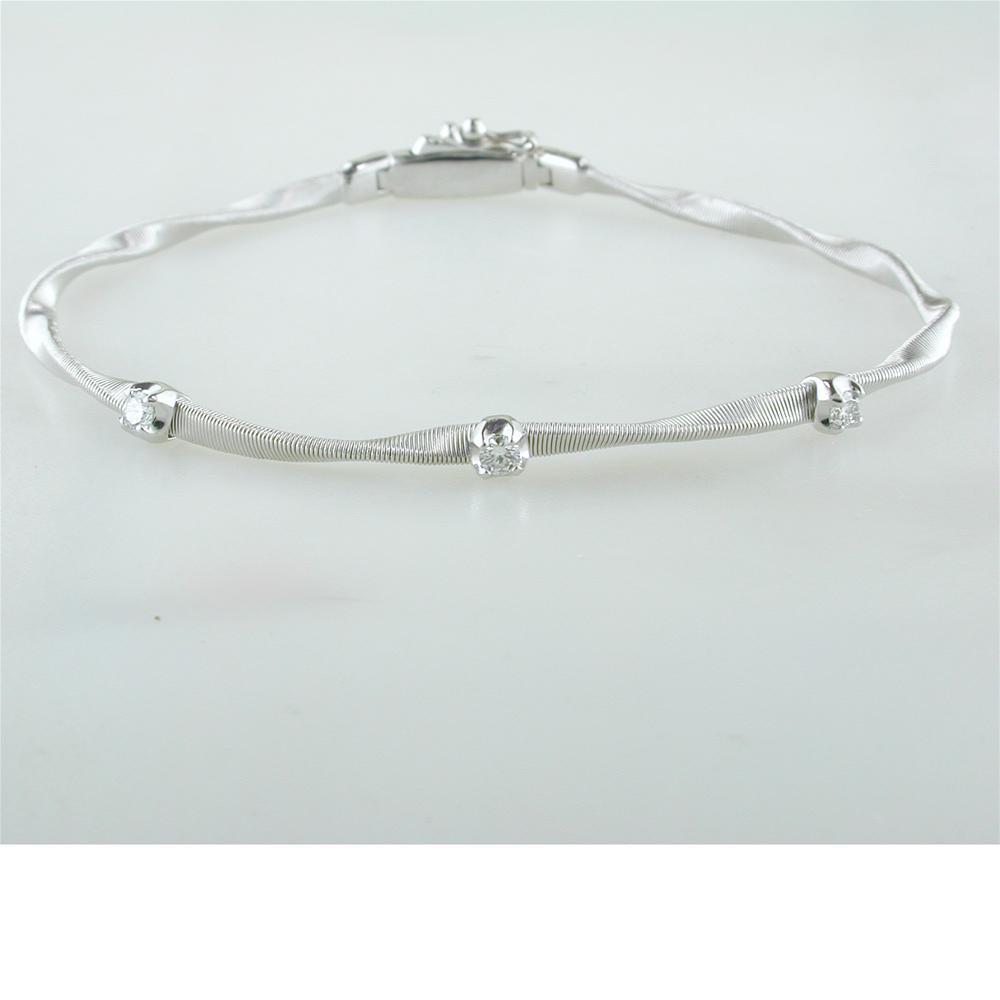 Marco Bicego Marrakech Three Diamond Single Strand Bracelet White Gold BG337BW