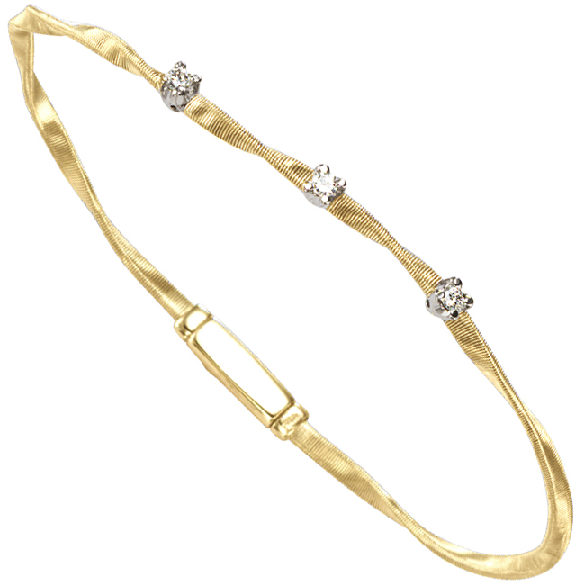 Marco Bicego Marrakech Three Diamond Single Strand Yellow Gold Bracelet  BG337BY