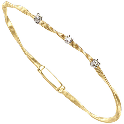 Marco Bicego Marrakech Three Diamond Single Strand Yellow Gold Bracelet  BG337BY
