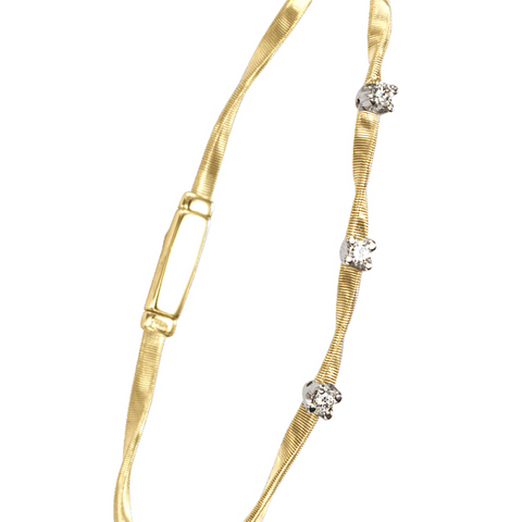 Marco Bicego Marrakech Three Diamond Single Strand Yellow Gold Bracelet  BG337BY