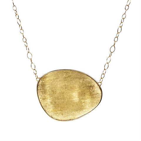 Marco Bicego Lunaria Large Oval 18K Yellow Gold Necklace Pendant 17.5"  CB1770