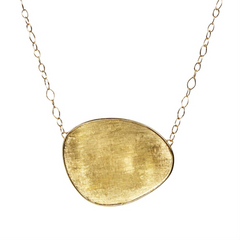 Marco Bicego Lunaria Large Oval 18K Yellow Gold Necklace Pendant 17.5"  CB1770
