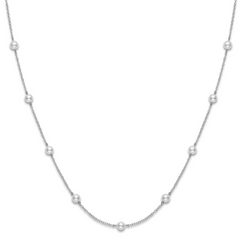 Mikimoto Akoya White Pearl Station Necklace 16" White Gold